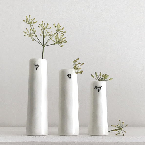 Love you always - trio of bud vases