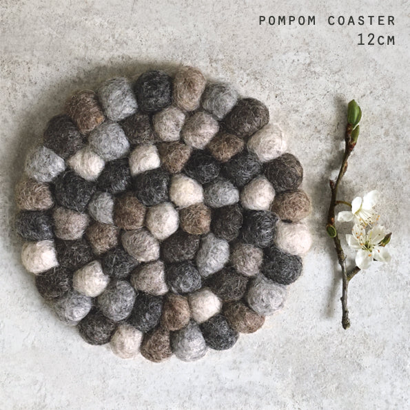 Pom pom natural felt-Coaster