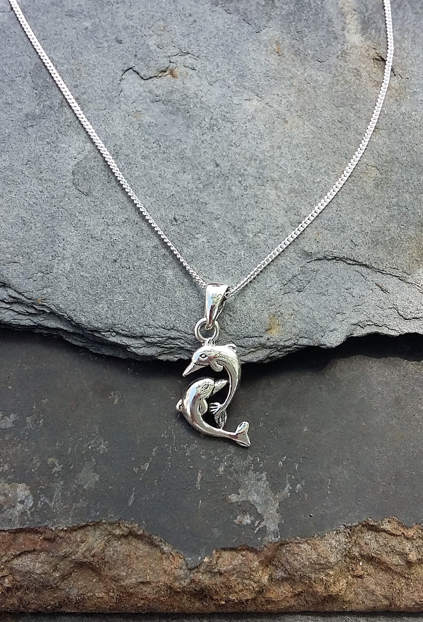 Blue Lily Twin Dolphin Pendant Wilkie Rider