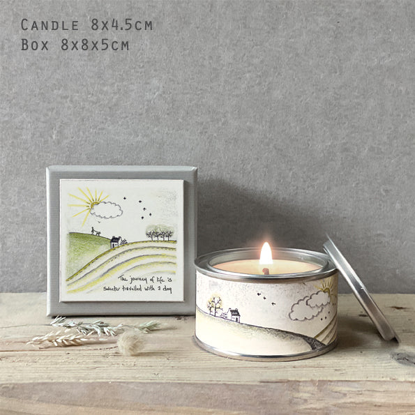 Boxed tinned candle - the journey