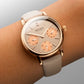 Ladies rose gold case and PU strap watch