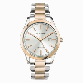 Ladies two tone with silver dial watch