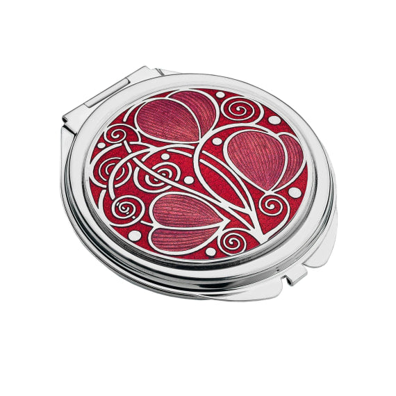 Sea Gems red leaves/coils compact mirror
