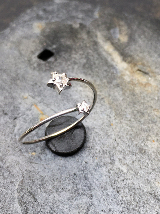 Clear CZ Star Ring Adjustable