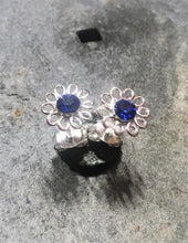 Blue CZ Flower Earrings
