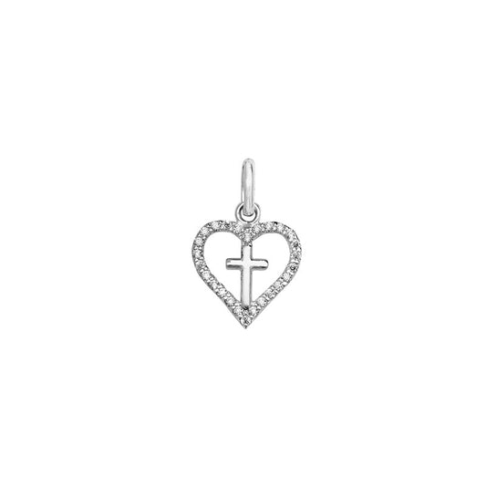 Kurate Silver with Cz Heart Pendant with Cross