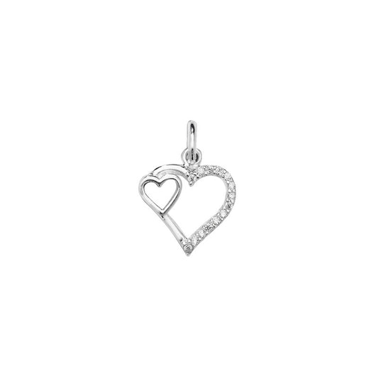 Kurate Silver with Pave Two Hearts Pendant