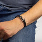 Black Leather Plaited Bracelet with Anchor
