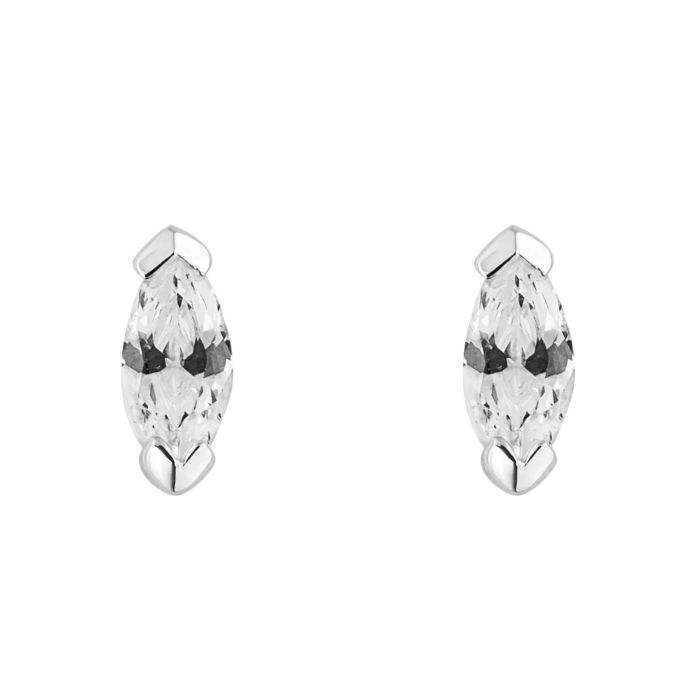 Small Oval Stud Earrings with Cubic Zirconia