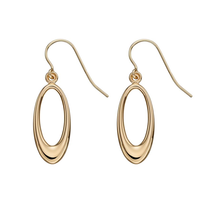 9ct yellow gold open oval drop earring