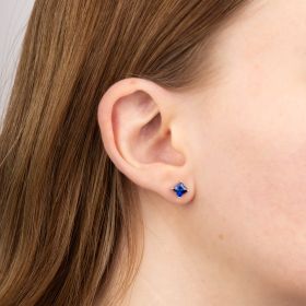 9ct white Created Sapphire Princess Earrings