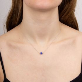 9ct White Created Sapphire Princess Necklace.