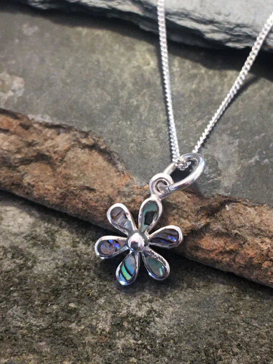 Silver abalone flower pendant