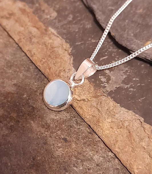 Silver pale blue mother of pearl pendant