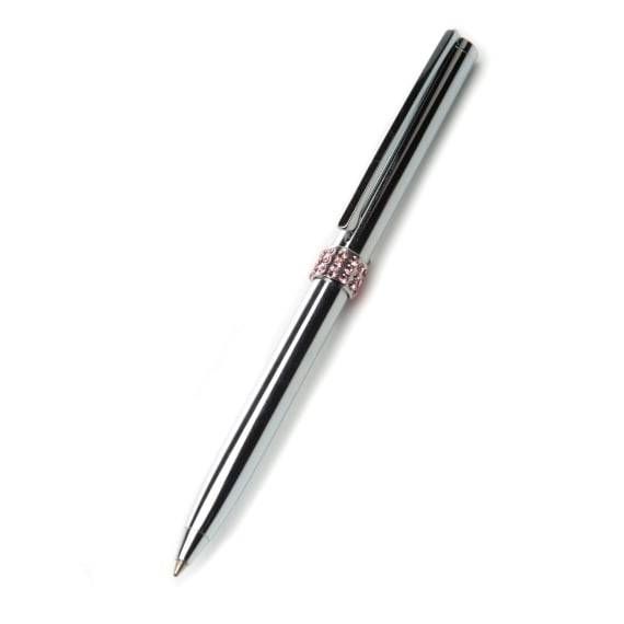 Sea Gems Chrome Pen with Pink Crystals