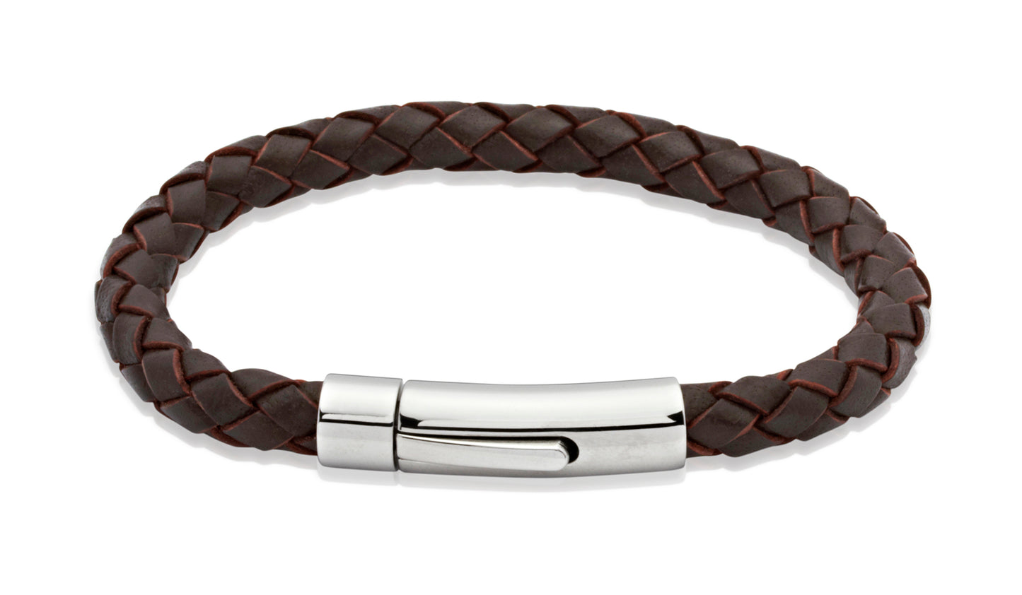 Unique & Co Brown Leather Bracelet 23cm