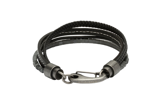 Unique & Co Black Leather Multi Strap Bracelet