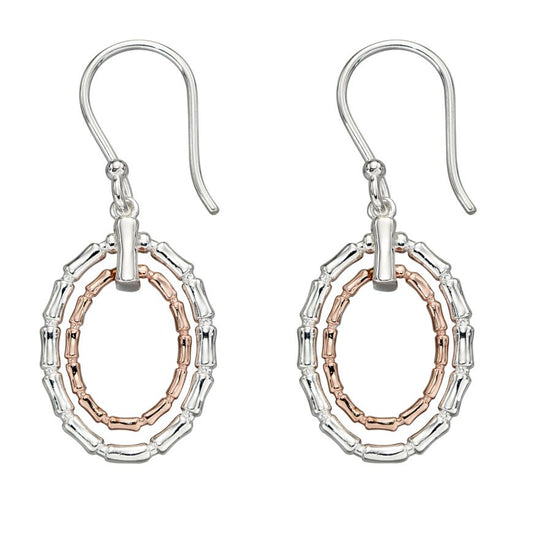 Gecko silver and rose gold bamboo style drop earring