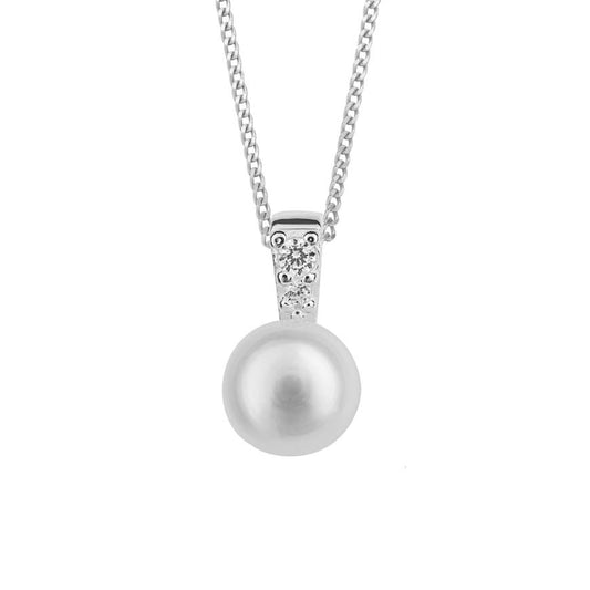 Gecko Silver Pearl Pendant With Pave CZ