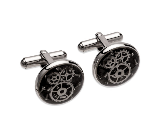 Unique & Co Stainless Steel Black Gears Cufflinks