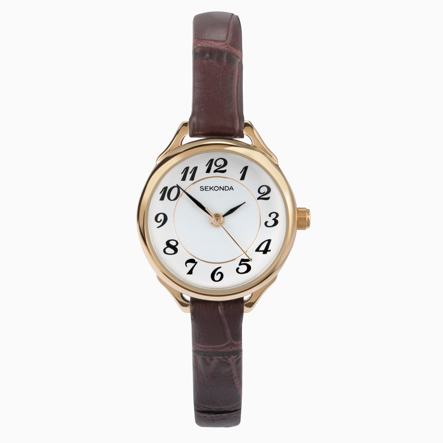 Sekonda Classic Watch with Brown Leather Strap and White Dial