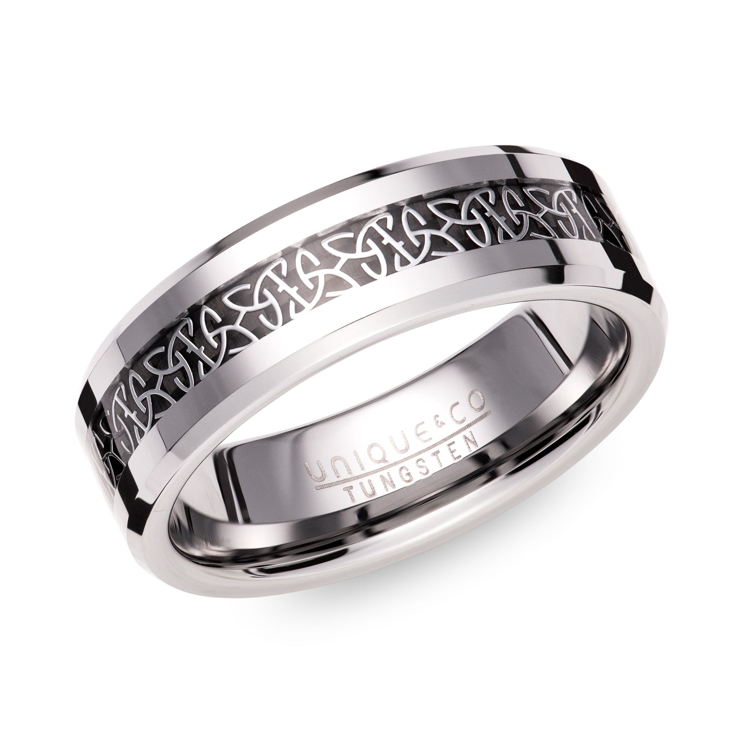 Unique & Co Tungsten & Black Carbon Celtic Ring