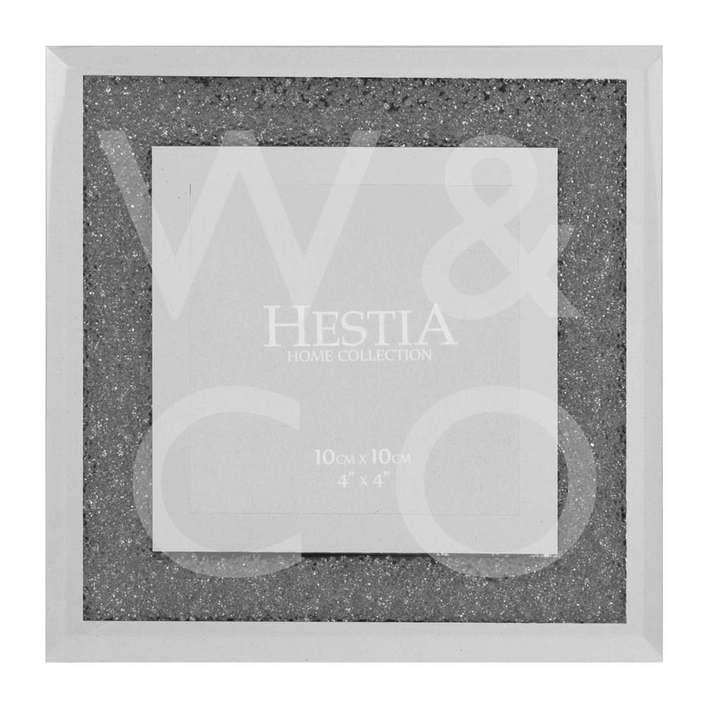 Widdop 4" x 4" Hestia Mirror and Black Crystal Glass Frame