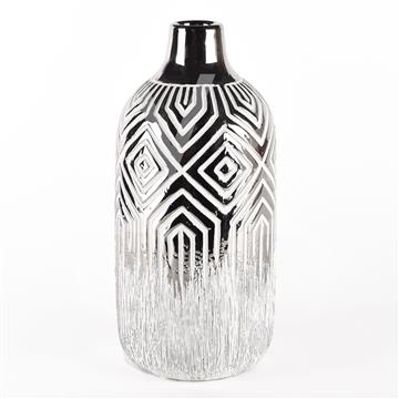 Silver & White Geometric Vase