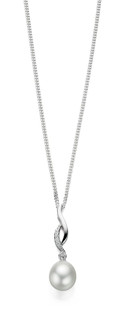 Gecko Freshwater Pearl and Cubic Zirconia Twist Necklace