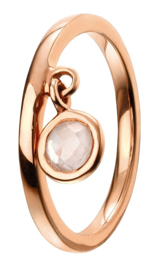 Gecko Silver Rose Gold Plated and Rose Quartz Ring