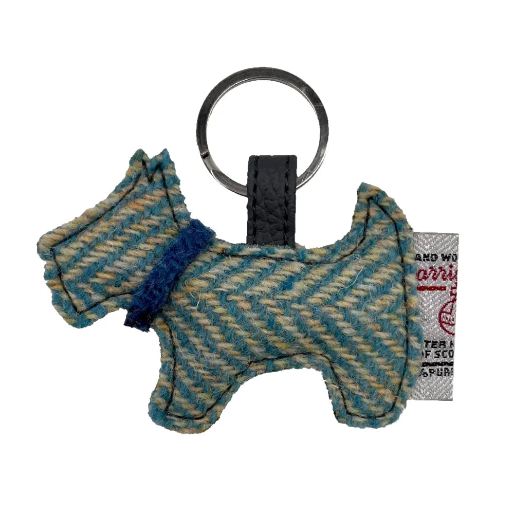 Maccessori Scottie Dog Keyring Turquoise Herringbone