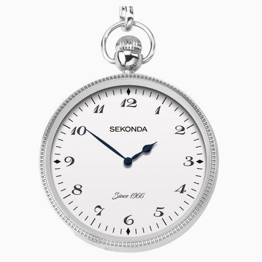 Sekonda Mens Watch, Silver case /Brass Chain With Dial. Pocket Watch