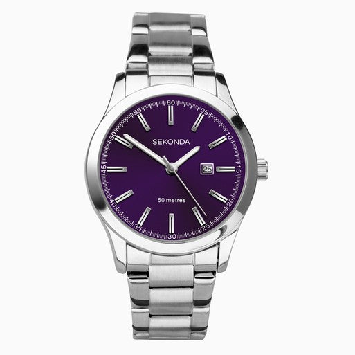 Sekonda Taylor Watch with Stainless Steel Strap and Purple Dial