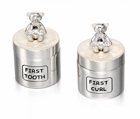 Gecko Silver Plated Teddy Bear Tooth and Curl Boxes